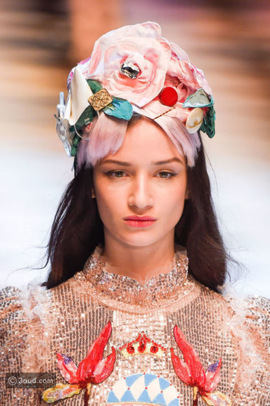 Dolce and Gabbana Flower headpiece from Milan Fashion week - Fall 2016 ready to wear collection